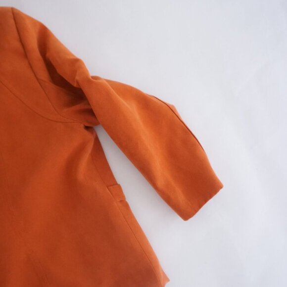 Vintage Conrad C Burnt Orange Faux Suede Zip Up Blazer Jacket 16 - Picture 15 of 16